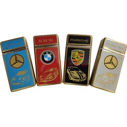 Зажигалка газовая турбо с логотипами машин 2 режима - фото 140888