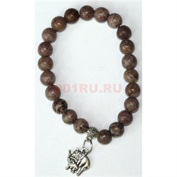 Браслет из коричневой яшмы 8 мм с металлической фурнитурой - фото 141453