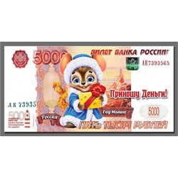Магнит символ 2020 года купюра 5000 рублей «Приношу деньги!» год мыши - фото 141644
