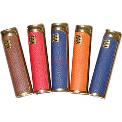 Зажигалка турбо газовая цветная в коже 4 цвета - фото 143974