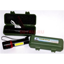 Фонарик с аккумулятором USB зарядкой (BL-833-T6) в кейсе - фото 145502