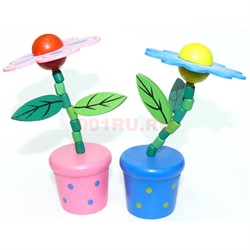 Игрушки деревянные в виде цветка 12 шт/уп - фото 147515