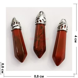 Маятник-подвеска 4 см красная яшма в огранке - фото 154808