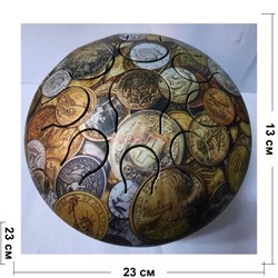 Музыкальный инструмент глюкофон с рисунком монет диаметр 23 см - фото 156397