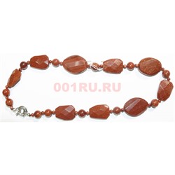 Бусы 21 шт из коричневого авантюрина 46 см - фото 158427