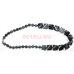 Бусы 36 шт из обсидиана 46 см - фото 158439