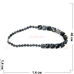 Бусы 36 шт из обсидиана 46 см - фото 158440