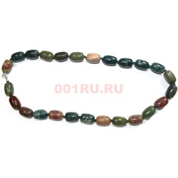 Бусы 25 шт из зеленой яшмы 46 см бочонки - фото 158465