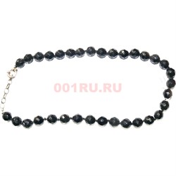 Бусы из черного агата 10 мм граненые длина 50 см - фото 158652