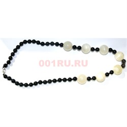 Бусы 51 шт из оникса длина 50 см - фото 158760