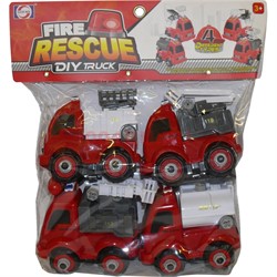 Машинки Пожарные Fire Rescue DIY 4 шт/набор разборные - фото 161954
