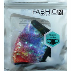 Маска защитная Fashion Mask с пайетками (R-001) расцветки в ассортименте - фото 162896
