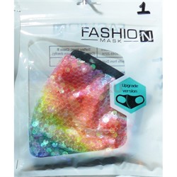 Маска защитная Fashion Mask с пайетками (R-001) расцветки в ассортименте - фото 162899
