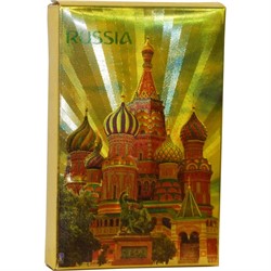Карты Russia золото из металлизированного пластика «Собор Василия Блаженного» 54 карты/колода - фото 162953
