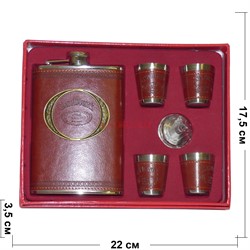 Набор в коже с Флягой 9 унций Jack Daniels + 4 стаканчика (22-25) - фото 163094