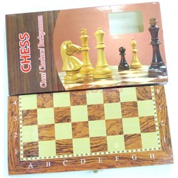 Шахматы шашки нарды деревянные 12x12 см - фото 163896