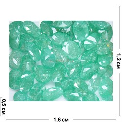 Кабошоны граненые 12x16 из зеленого стекла - фото 166227