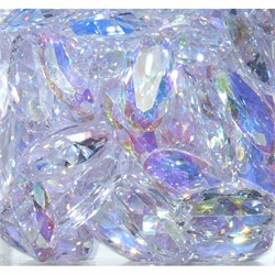 Кабошоны 15x30 овальные граненые из белого фианита - фото 166294