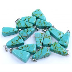 Подвески трапеции 2 см из зеленой бирюзы с прожилками - фото 166752