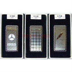 Зажигалка USB Lighter разрядная под серебро виды в ассортименте - фото 168495
