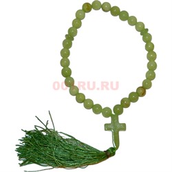 Четки с крестиком из зеленого оникса 10 мм - фото 169793