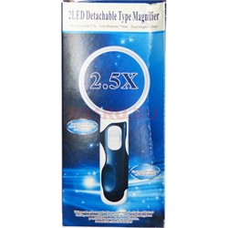 Лупа ручная круглая 2.5x, 75 мм, с подсветкой (2 LED), черно-белая - фото 171351