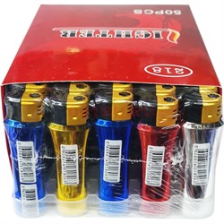 Зажигалка Lighter 218 турбированная цветная 50 шт/блок - фото 173572