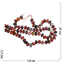Бусины на нитке рондель 37 шт из коричневого агата 37 см - фото 176779