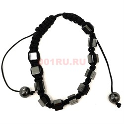 Браслет из гематита (S-105) квадратные сегменты 12 шт/уп - фото 178381