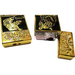 Зажигалка металлическая турбированная с тиграми символ 2022 года - фото 178467