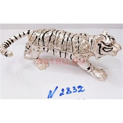 Шкатулка со стразами Тигр белый (2832) металлическая символ 2022 года - фото 178545