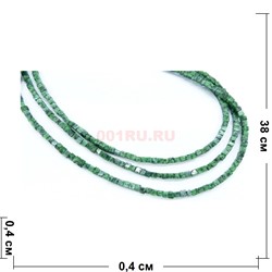 Нитка бусин кубик из цоизита 38 см - фото 179852