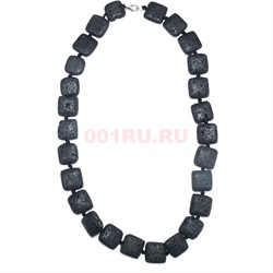 Бусы из вулканической лавы 1x1 см квадрат 45 см длина - фото 180079
