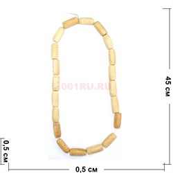 Бусы из кости 2x0,5 см цилиндрические 45 см - фото 180092