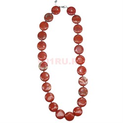 Бусы таблетка 10 мм из красной яшмы круглые 45 см - фото 180093