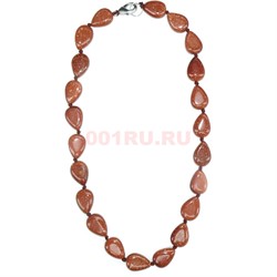 Бусы из коричневого авантюрина 1x1,5 см капля 45 см - фото 180099