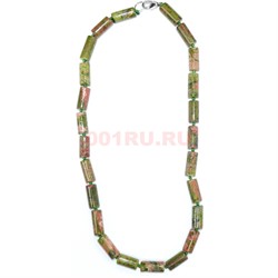 Бусы из зеленой яшмы 1,5x0,5 см цилиндр 45 см - фото 180193