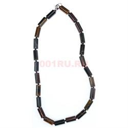 Бусы из тигрового глаза 1,5x0,5 см цилиндр 45 см - фото 180195