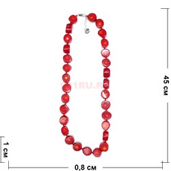 Бусы бочонки 10x8 мм из красного коралла круглые 45 см - фото 180206
