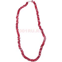 Бусы из красного кораллы 46 см (размер бусины 7x2x7 мм) - фото 180792