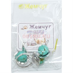 Набор 2-в-1 сережки и кольцо (Г-18529) из зеленой бирюзы - фото 181672