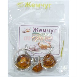Набор 2-в-1 сережки и кольцо (Г-18529) из янтаря - фото 181682