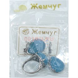 Набор 2-в-1 сережки и кольцо (Г-1008) из лунного камня - фото 181698