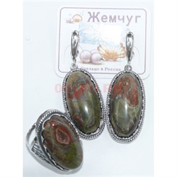 Набор 2-в-1 сережки и кольцо (П-274) из яшмы - фото 181752