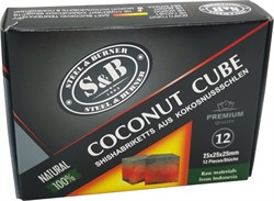 Уголь для кальяна S&B кокосовый 12 кубиков 25 мм - фото 182189