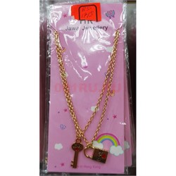Цепочкая двойная (BS-1718) замок и ключик Love 12 пар/уп - фото 182399