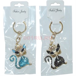 Брелок со стразами (KY-135) кошечка 12 шт/упаковка - фото 182498