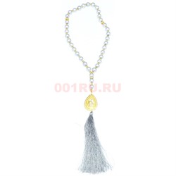 Четки мусульманские 34 бусины (CK-1528) из пластмассы серые 33 см - фото 183838