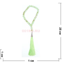 Четки мусульманские 33 бусины (CK-648) светло-зеленые граненые 25 см - фото 183891