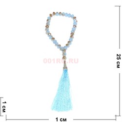 Четки мусульманские 33 бусины (CK-648) голубые граненые 25 см - фото 183901
